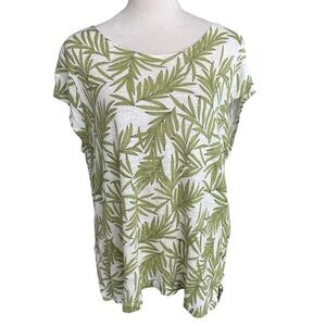 Nicole Miller Linen Leaves Top Women Size XL Resort Wear Casual Comfy Beachy